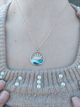 Load image into Gallery viewer, Large Sunrise Necklace with Paperclip Chain - 14K Yellow Gold