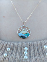 Load image into Gallery viewer, Large Sunrise Necklace with Paperclip Chain - 14K Yellow Gold