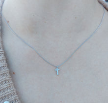 Load image into Gallery viewer, Diamond Mini Cross Adjustable Necklace - 14K White Gold