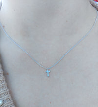 Load image into Gallery viewer, Diamond Mini Cross Adjustable Necklace - 14K White Gold