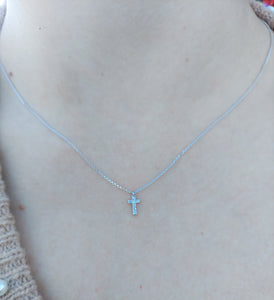 Diamond Mini Cross Adjustable Necklace - 14K White Gold