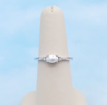 Load image into Gallery viewer, East to West Pearl and Diamond Ring - 14K White Gold