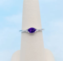 Load image into Gallery viewer, East to West Amethyst and Diamond Ring - 14K White Gold