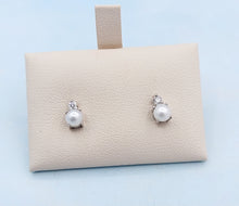 Load image into Gallery viewer, Pearl and Diamond Studs - 14K White Gold