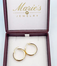 Load image into Gallery viewer, Tri Color Diamond Cut Hoops - 14K Gold