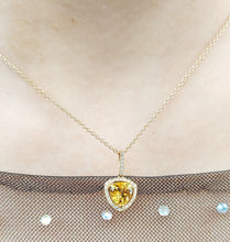 Load image into Gallery viewer, Trillion-Cut Citrine and Diamond Pendant &amp; Chain  - 14K Yellow Gold