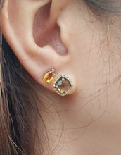 Load image into Gallery viewer, Citrine and Diamond Stud Earrings - 14K Yellow Gold