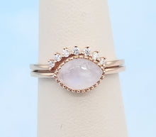 Load image into Gallery viewer, Rainbow Moonstone &amp; Diamond Band - 14K Rose Gold