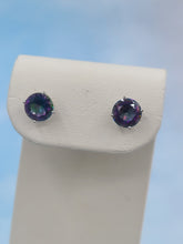 Load image into Gallery viewer, Round Mystic Topaz Studs - Sterling Silver