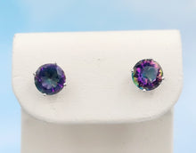 Load image into Gallery viewer, Round Mystic Topaz Studs - Sterling Silver