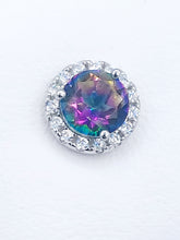 Load image into Gallery viewer, Mystic Topaz Stud Earrings with CZ Halo - Sterling Silver