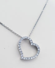 Load image into Gallery viewer, Tilted Open CZ Heart Necklace - Sterling Silver