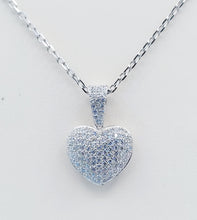 Load image into Gallery viewer, Puffy Heart CZ Necklace - Sterling Silver