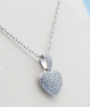 Load image into Gallery viewer, Puffy Heart CZ Necklace - Sterling Silver