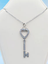 Load image into Gallery viewer, CZ Heart Key Necklace - Sterling Silver