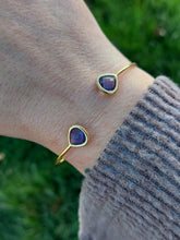 Load image into Gallery viewer, Gemstone Cuff Bracelet - Purple &amp; Gold Plated
