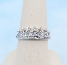 Load image into Gallery viewer, Crown Ring with CZ&#39;s - Sterling Silver