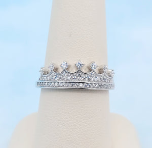 Crown Ring with CZ's - Sterling Silver