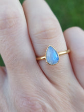 Load image into Gallery viewer, Rainbow Moonstone &amp; Gold Tone Ring