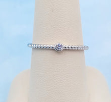 Load image into Gallery viewer, Dainty Dotted Bezel Ring - Sterling Silver