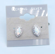 Load image into Gallery viewer, White Opal &amp; CZ Stud Earrings - Sterling Silver