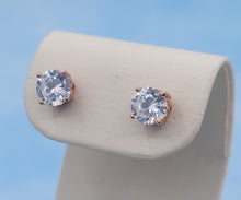 Load image into Gallery viewer, Clear CZ &amp; Rose Gold Stud Earring - Rose Gold Plated