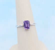 Load image into Gallery viewer, Solitaire Amethyst Ring - Sterling Silver