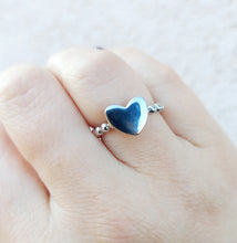 Load image into Gallery viewer, Plain Heart on Textured Dot Band Ring - Sterling Silver