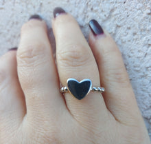 Load image into Gallery viewer, Plain Heart on Textured Dot Band Ring - Sterling Silver