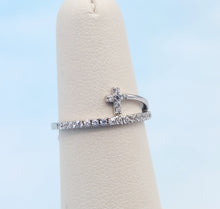 Load image into Gallery viewer, Small Cross &amp; Pave CZ Ring - Sterling Silver