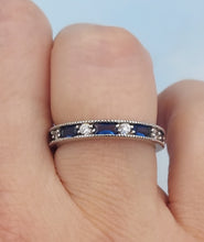 Load image into Gallery viewer, Sapphire &amp; CZ Band - Sterling Silver