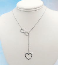 Load image into Gallery viewer, Infinity &amp; Heart Drop Necklace - Sterling Silver