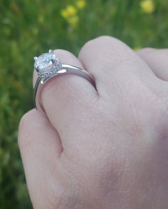 1.50 Carat Diamond Engagement Ring with Hidden Halo - 14K White Gold - GIA Certified Diamond