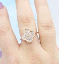 Load image into Gallery viewer, CZ Quatrefoil Clover Ring - Rose Gold