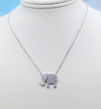 Load image into Gallery viewer, Bling CZ Elephant necklace - Sterling Silver