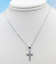 Load image into Gallery viewer, Petite Pave CZ Cross Necklace - Sterling Silver