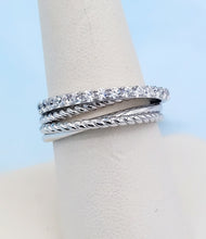 Load image into Gallery viewer, Layered CZ &amp; Rope Ring - Sterling Silver