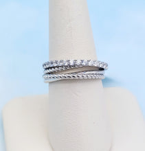 Load image into Gallery viewer, Layered CZ &amp; Rope Ring - Sterling Silver