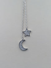 Load image into Gallery viewer, Moon &amp; Star Drop Necklace - Sterling Silver