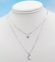 Load image into Gallery viewer, Double Layer Moon &amp; Star Necklace - Sterling Silver