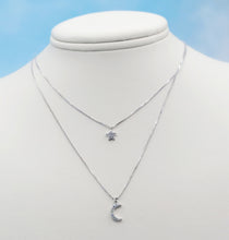 Load image into Gallery viewer, Double Layer Moon &amp; Star Necklace - Sterling Silver