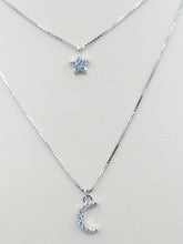 Load image into Gallery viewer, Double Layer Moon &amp; Star Necklace - Sterling Silver