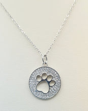 Load image into Gallery viewer, Paw Pave CZ Necklace - Sterling Silver