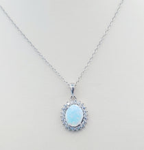 Load image into Gallery viewer, Opal Necklace with CZ Halo - Sterling Silver