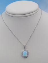 Load image into Gallery viewer, Opal Necklace with CZ Halo - Sterling Silver