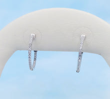 Load image into Gallery viewer, Skinny Clear CZ Safety Lock Hoops - Sterling Silver