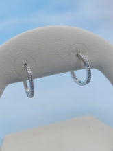 Load image into Gallery viewer, 1/2 Inch CZ Huggie Hoop Earrings - Sterling Silver