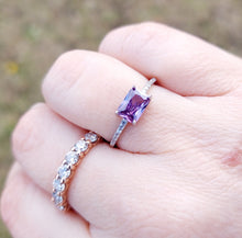 Load image into Gallery viewer, Amethyst Emerald Cut Ring - Sterling Silver