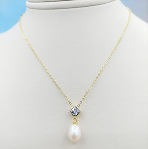 Pearl Necklace & Earring Set- Gold Plated