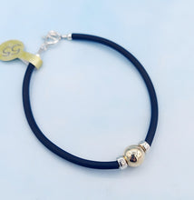 Load image into Gallery viewer, Soft Black Cord Cape Cod Bracelet - Sterling Silver